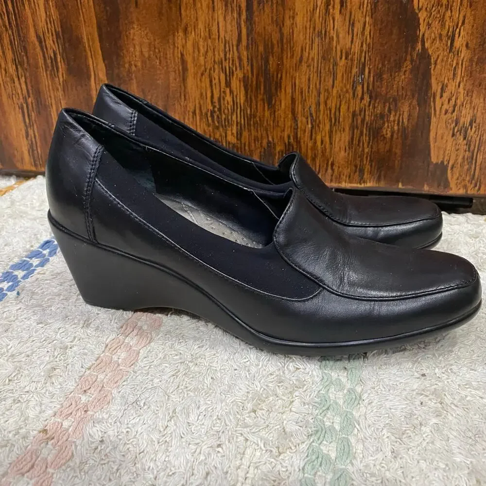 Easy Spirit Black Wedges Shoes Size 8 Narrow Lightweight Comfort Work Shoes